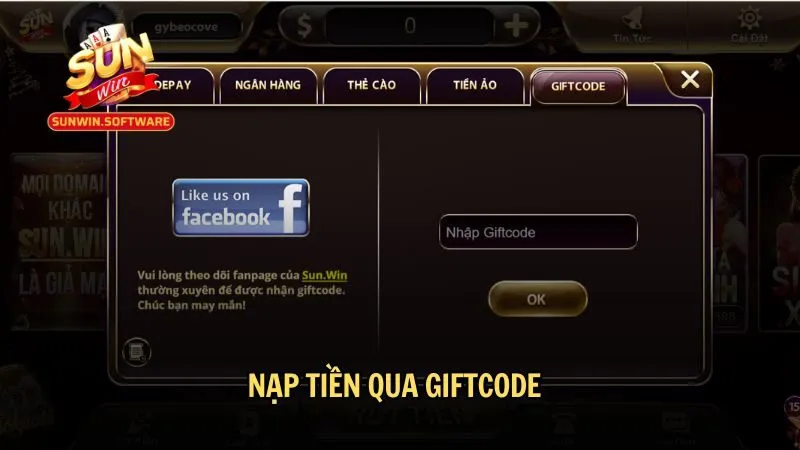 nap tien sunwin 6 Nạp tiền qua Giftcode